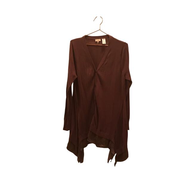 Logo Lori Goldstein dusty purple tunic with lace and silk layers size medium - Picture 1 of 4